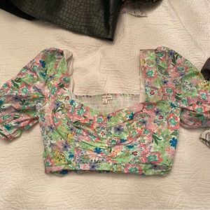 For Love and Lemons multi color floral Crop